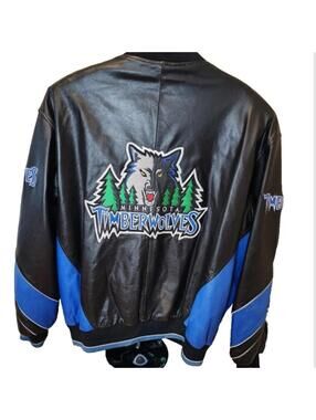 Vintage MN Timberwolves Jacket GIII Carl Bank's Leather Sz L